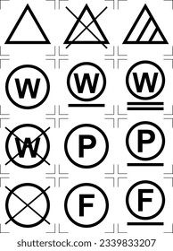 Symbols for labelling instructions for wet and dry cleaning
