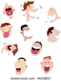 Symbols of laughing face in a set