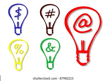symbols in a light bulb