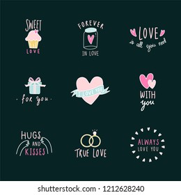 Symbols of love icon set vector