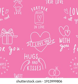 Symbols of love seamless pattern vector Free Vector.