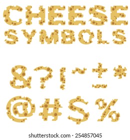 Symbols  made of cheese in flat design