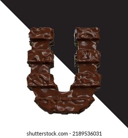 Symbols made of chocolate. letter u