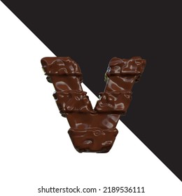 Symbols made of chocolate. letter v