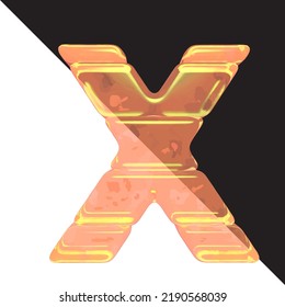 Symbols made from frozen orange juice. letter x