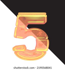 Symbols made from frozen orange juice. number 5