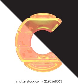 Symbols made from frozen orange juice. letter c