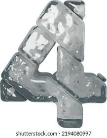 Símbolos hechos de hielo gris. número 4