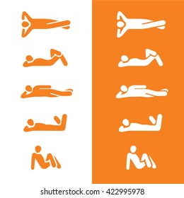 Symbols of the Man Lying and Sitting in Different Relaxation Poses - Infographic Silhouette Style