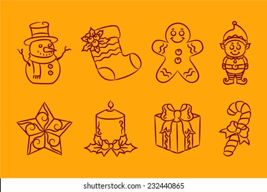 Symbols merry Christmas edges 
