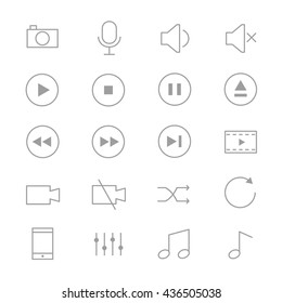 Symbols Music Control and Music Player Set Of Music Icons Line