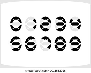 The symbols of the numbers inscribed in the oval electronic devices