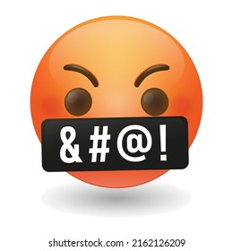 Symbols on Mouth Emoji Icon Illustration Sign. Cursing Vector Symbol Emoticon Design Vector Clip Art.