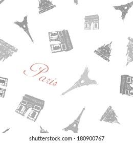 Symbols of Paris. Eiffel tower, Triumph Arc, Sacre Coeur.