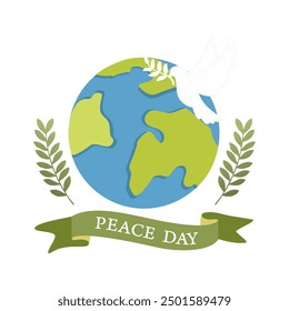 SYMBOLS OF PEACE, DOVES, GLOBE, AND WORLD PEACE DAY