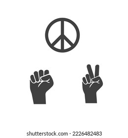 Symbols of peace and violence,power and unity - pacifist icons