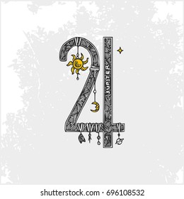 Symbols of the planets. Jupiter. Vintage style. Vector illustration.