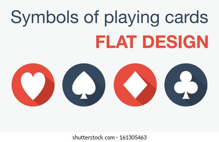 Symbols of playing cards in flat design
