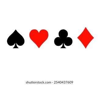 Symbols of playing cards or gambling cards. The symbols are red and black.