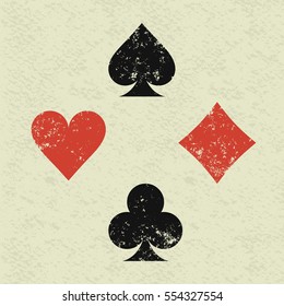 symbols of playing cards isolated on white backgroud.Vector illustration