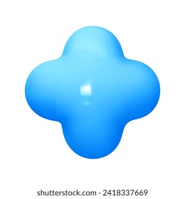 Symbols Plus. Sign blue color. Realistic 3d design in cartoon balloon style. Isolated on white background. vector illustration