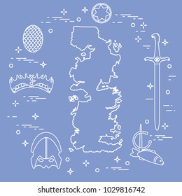 Symbols of the popular fantasy television series. Art and cinema theme.