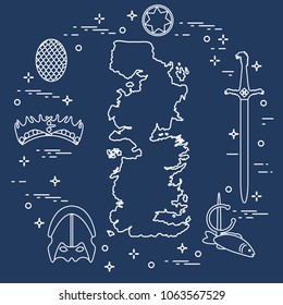 Symbols of the popular fantasy television series. Art and cinema theme.
