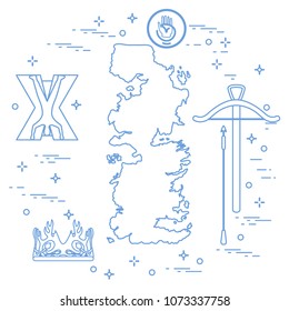 Symbols of the popular fantasy television series. Art and cinema theme.
