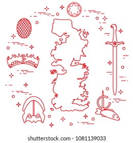 Symbols of the popular fantasy television series. Art and cinema theme.