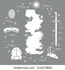 Symbols of the popular fantasy television series. Art and cinema theme.