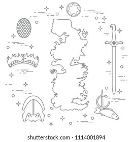 Symbols of the popular fantasy television series. Art and cinema theme.