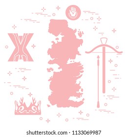 Symbols of the popular fantasy television series. Art and cinema theme.