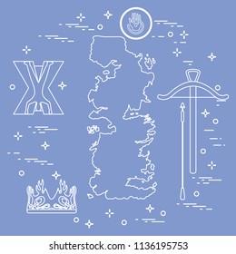 Symbols of the popular fantasy television series. Art and cinema theme.