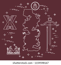 Symbols of the popular fantasy television series. Art and cinema theme.