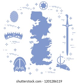 Symbols of the popular fantasy television series. Art and cinema theme.