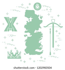 Symbols of the popular fantasy television series. Art and cinema theme.