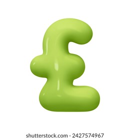 Symbols Pound. Sign green color. Realistic 3d design in cartoon balloon style. Isolated on white background. vector illustration