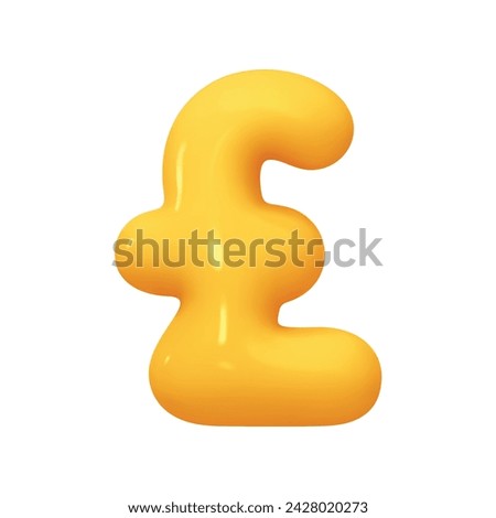 Symbols Pound. Sign yellow color. Realistic 3d design in cartoon balloon style. Isolated on white background. vector illustration