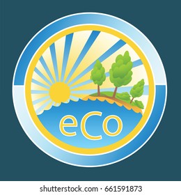 Symbols of pure nature and ecology. Clean water and soil, trees and sun.Vector illustration EPS-8.