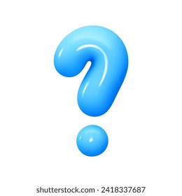 Symbols Question mark. Sign blue color. Realistic 3d design in cartoon balloon style. Isolated on white background. vector illustration