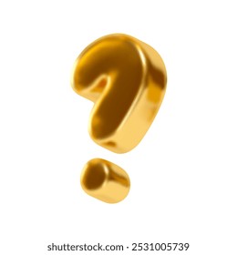 Symbols Question mark. Sign gold color. Realistic 3d design in metal style. Isolated on white background. vector illustration