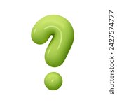Symbols Question mark. Sign green color. Realistic 3d design in cartoon balloon style. Isolated on white background. vector illustration