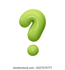 Symbols Question mark. Sign green color. Realistic 3d design in cartoon balloon style. Isolated on white background. vector illustration