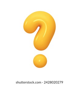 Symbols Question mark. Sign yellow color. Realistic 3d design in cartoon balloon style. Isolated on white background. vector illustration