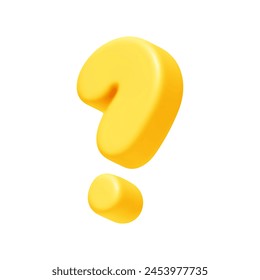 Symbols Question mark. Sign yellow color. Realistic 3d design in cartoon style. Isolated on white background. vector illustration