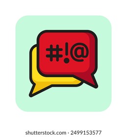 Symbols for replacing swear words in speech bubble line icon. Swearing, arguing, offense. Censorship concept. Vector illustration can be used for topics like communication, information, social issues