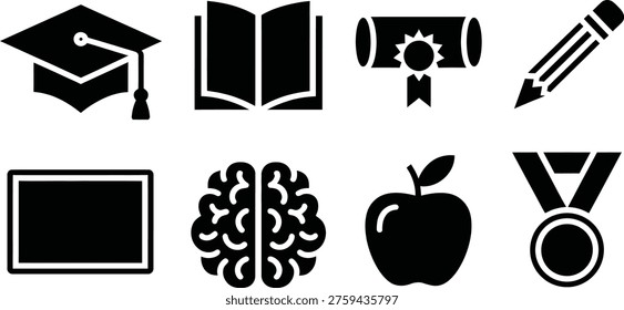 Symbols representing education, knowledge, and achievement in academic and intellectual pursuits
