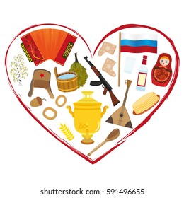 symbols of Russia in the heart