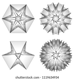 Symbols of sacred geometry, depict fundamental aspects of space and time.Flower of life symbol variations