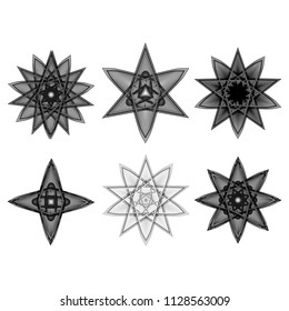 Symbols of sacred geometry, depict fundamental aspects of space and time.Flower of life symbol variations